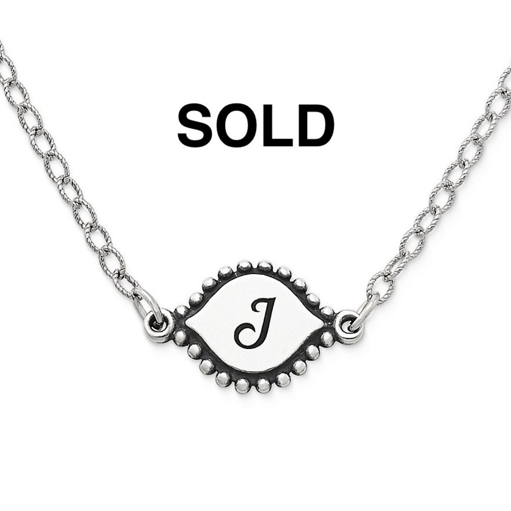 James Avery Memoir Initial J Pendant Adjustable Necklace